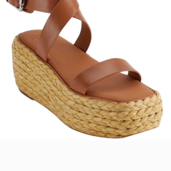 Donna Morgan Tan Espadrilles with Platform Sole and Leather Straps - Picture 8 of 9